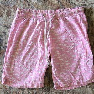 Old Navy Women's Pink and White Sleep Shorts with Elastic Waistband Lounge